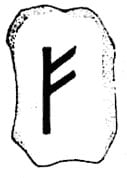 Símbolo y representación de la runa Fehu del alfabeto rúnico