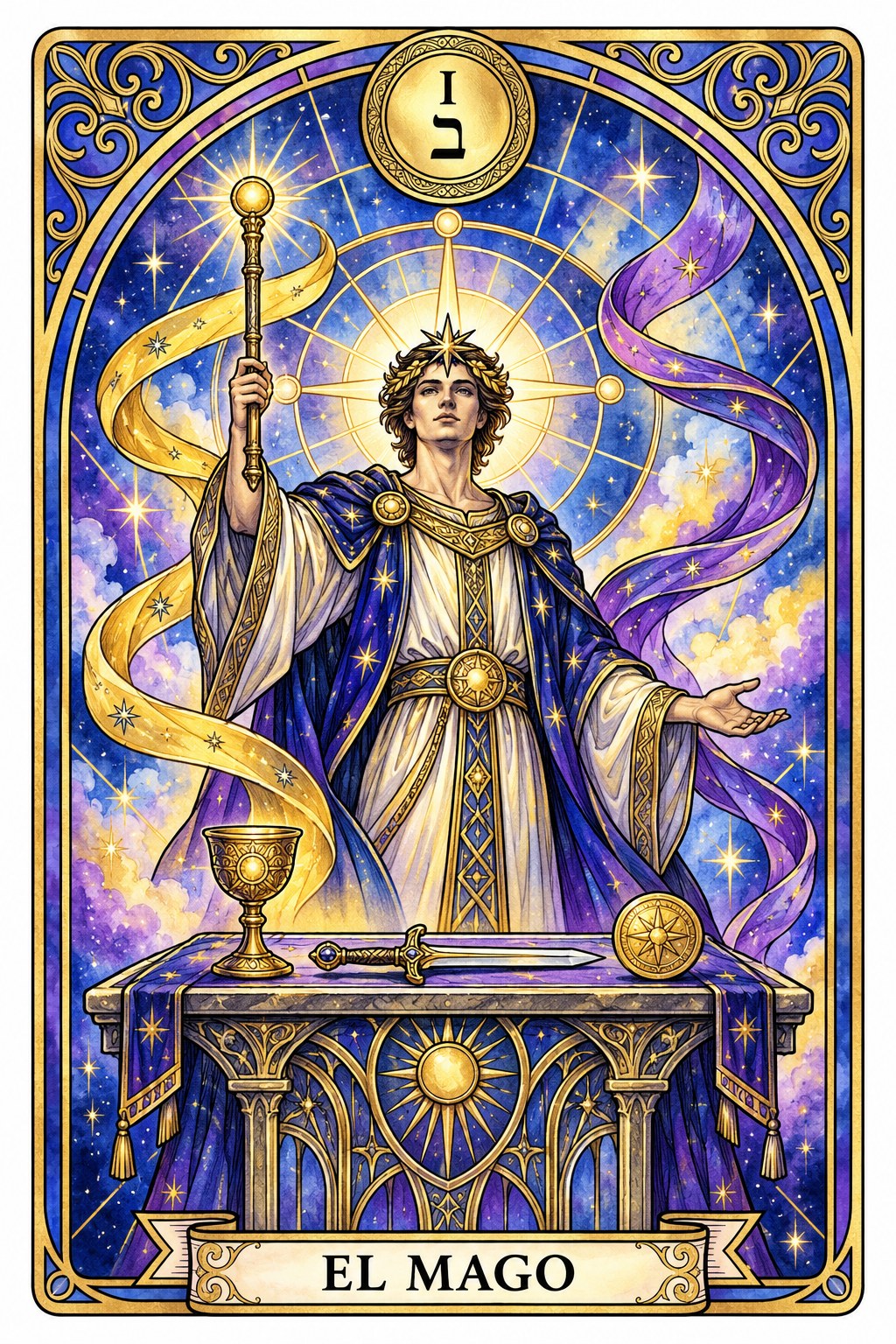 Ilustración del arcano mayor de El Mago en el tarot