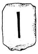 Símbolo y representación de la runa Isa del alfabeto rúnico