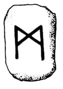 Símbolo y representación de la runa Mannaz del alfabeto rúnico