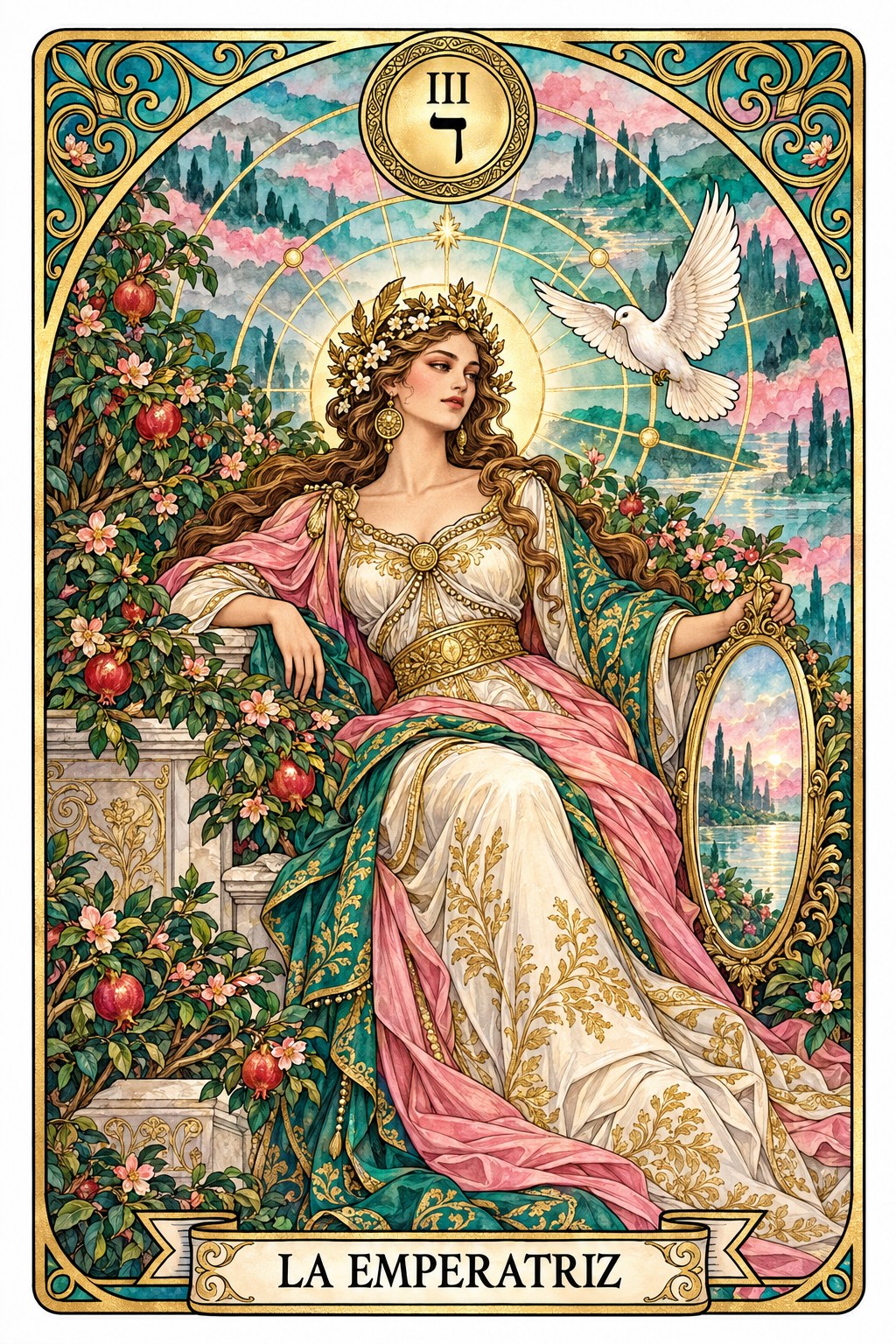 Ilustración del arcano mayor de La Emperatriz en el tarot