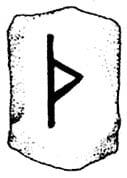 Símbolo y representación de la runa Thurisaz del alfabeto rúnico