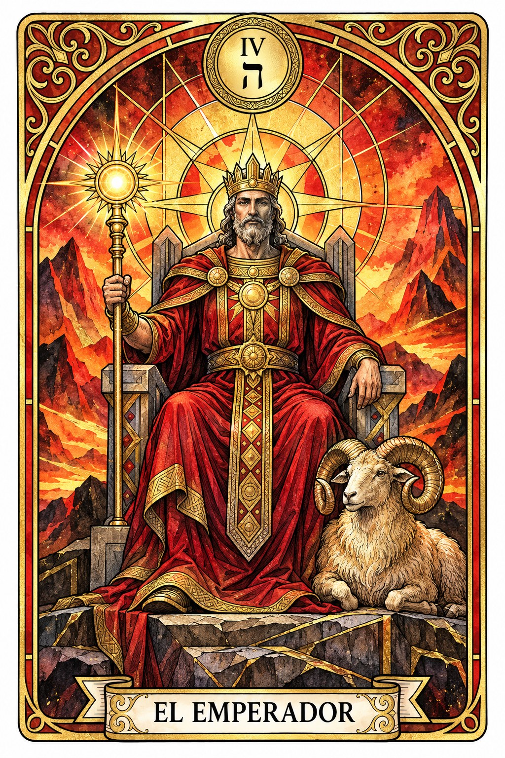 Ilustración del arcano mayor de El Emperador en el tarot