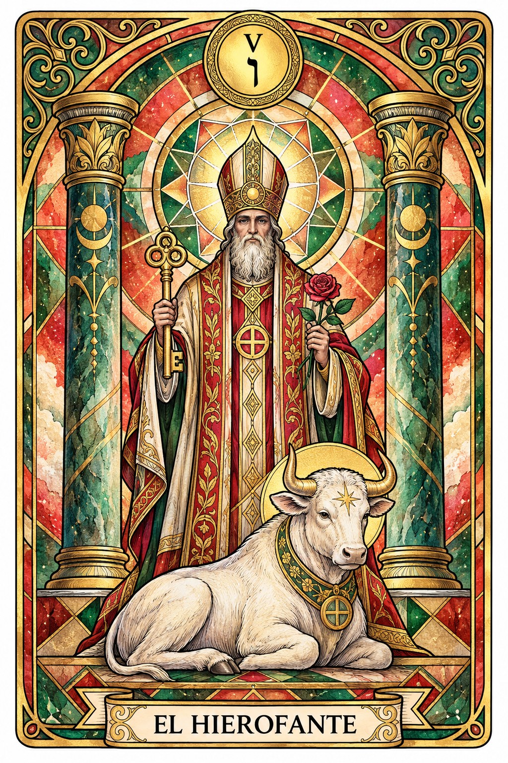 Ilustración del arcano mayor de El Hierofante en el tarot