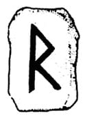 Símbolo y representación de la runa Raido del alfabeto rúnico