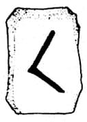 Símbolo y representación de la runa Kenaz del alfabeto rúnico