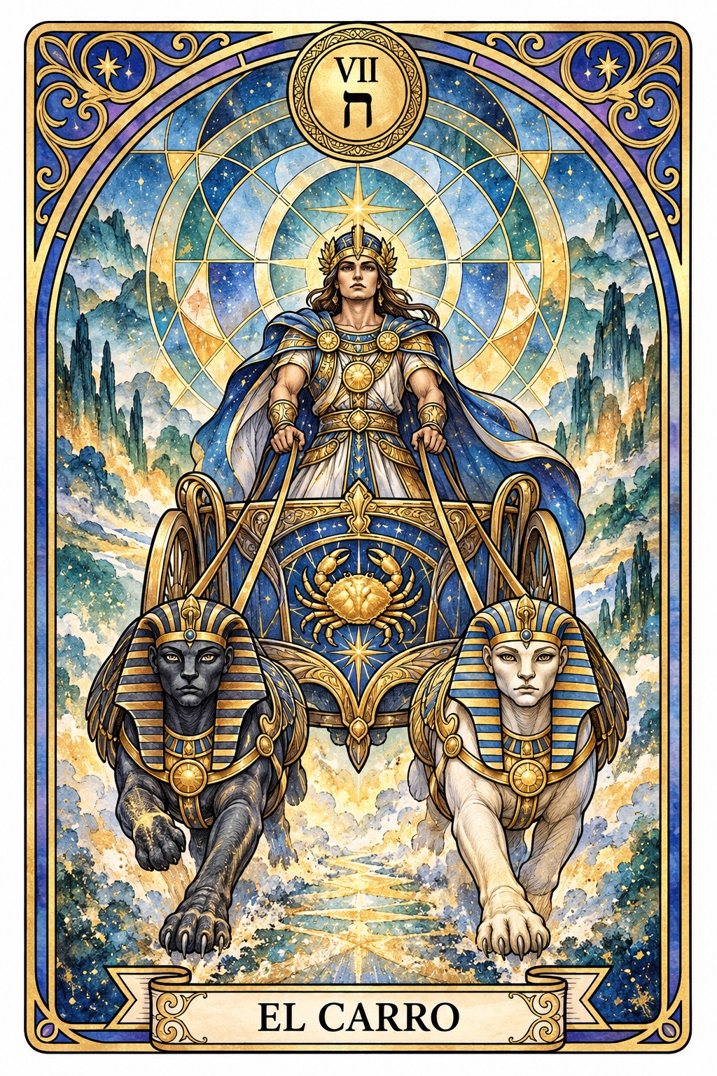 Ilustración del arcano mayor de El Carro en el tarot