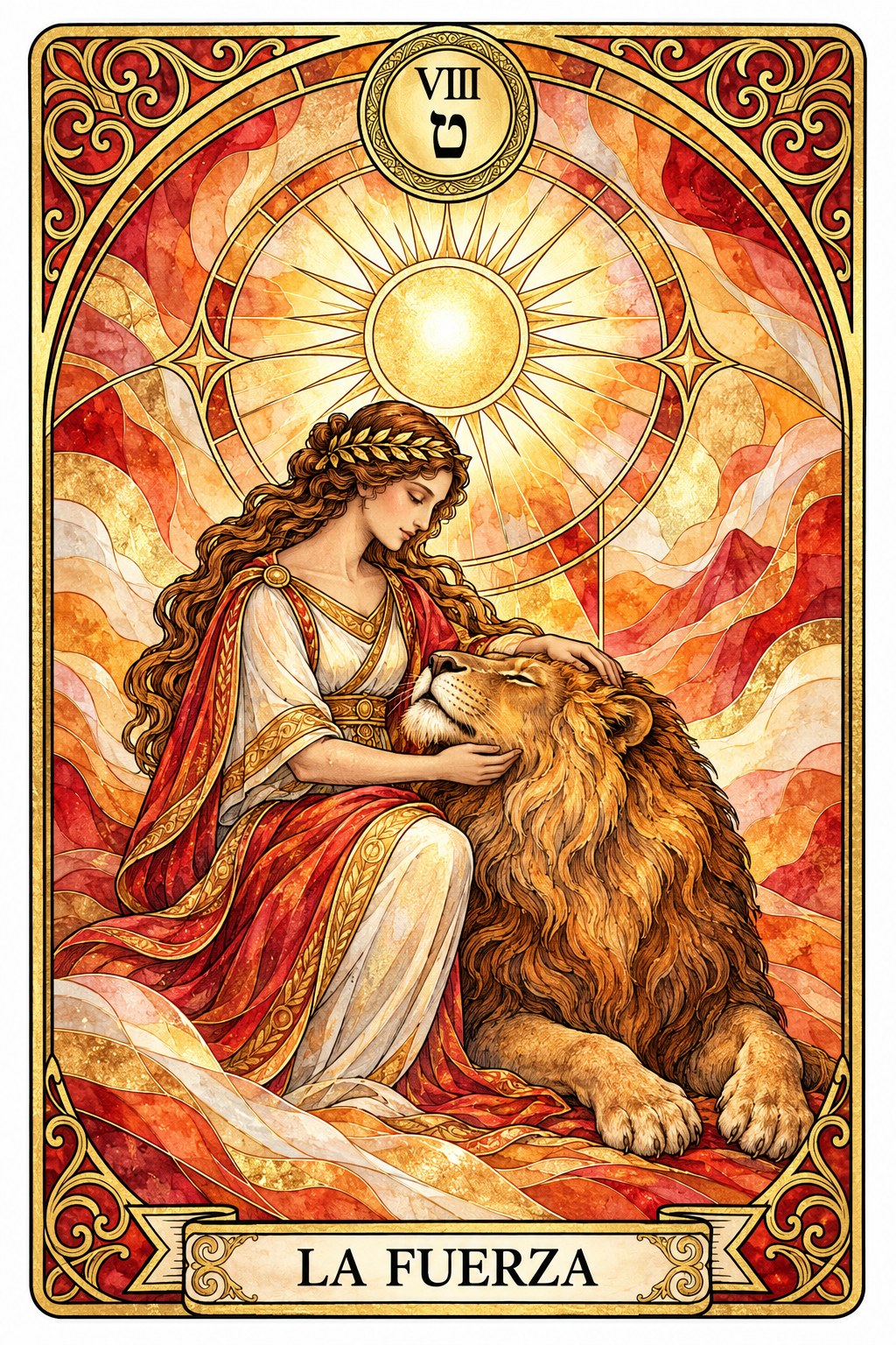 Ilustración del arcano mayor de La Fuerza en el tarot