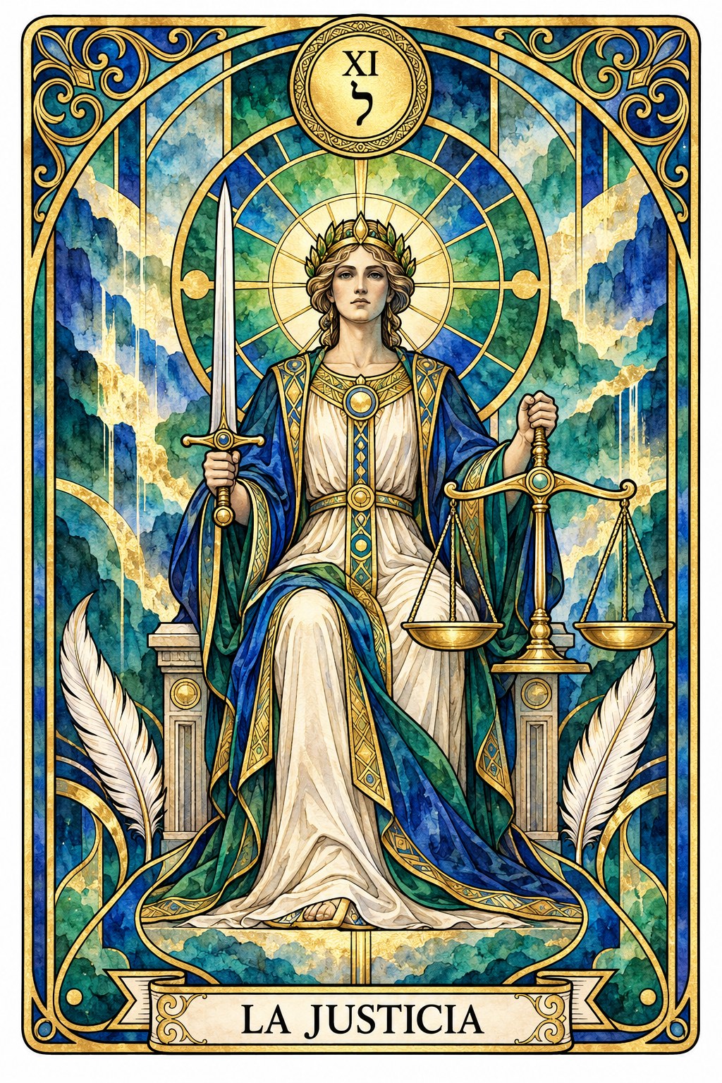 Ilustración del arcano mayor de La Justicia en el tarot