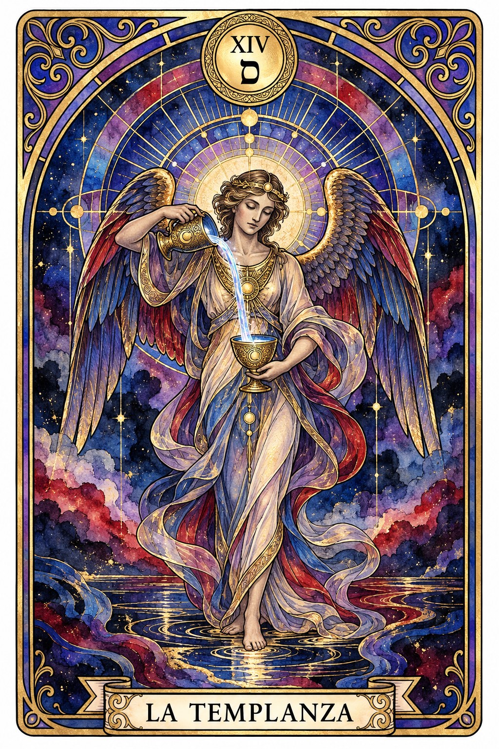 Ilustración del arcano mayor de La Templanza en el tarot