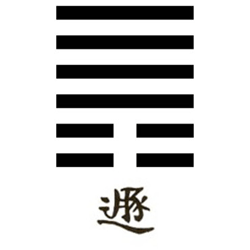 Ilustración del hexagrama Tun o la retirada según el I Ching