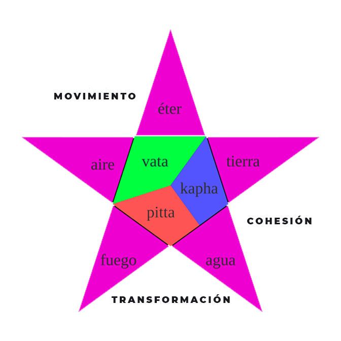 Concepto de las tres doshas y sus elementos dentro de la medicina ayurveda