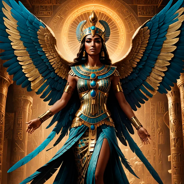 Representación de Isis como diosa de la magia y la maternidad egipcia