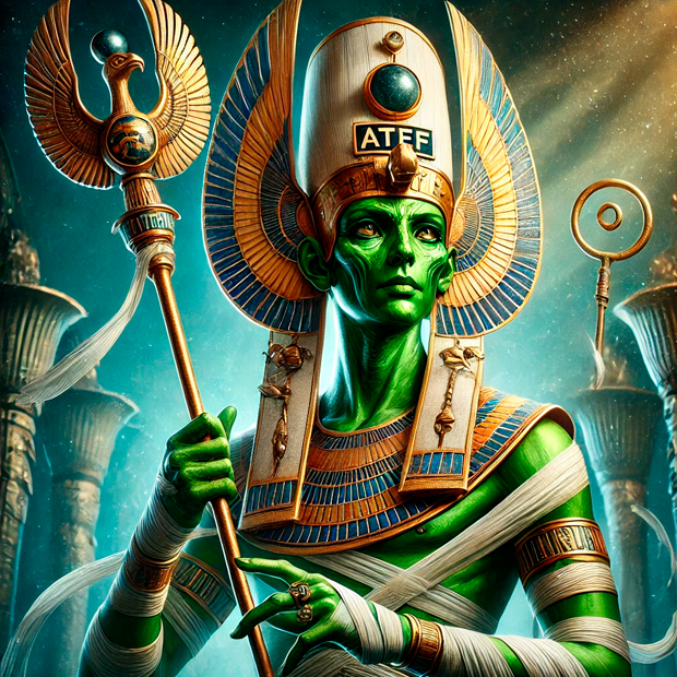 Representación del dios egipcio Osiris como símbolo de resurrección y vida eterna
