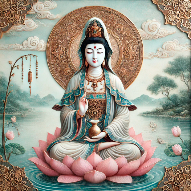 Representación de Quan Yin como deidad de la compasión en la tradición budista