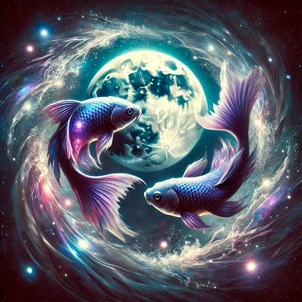 Representación astrológica del influjo emocional de la Luna en Piscis