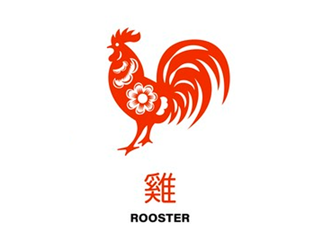 Ilustración del signo del gallo en el horóscopo del zodiaco chino