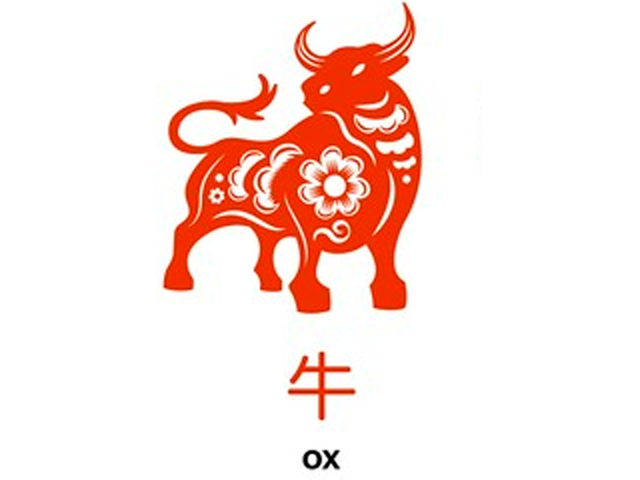 Ilustración del signo del buey en el horóscopo del zodiaco chino