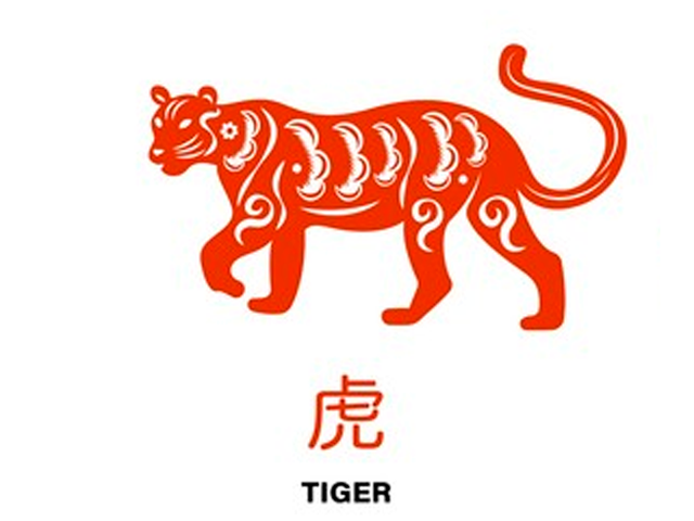 Ilustración del signo del tigre en el horóscopo del zodiaco chino