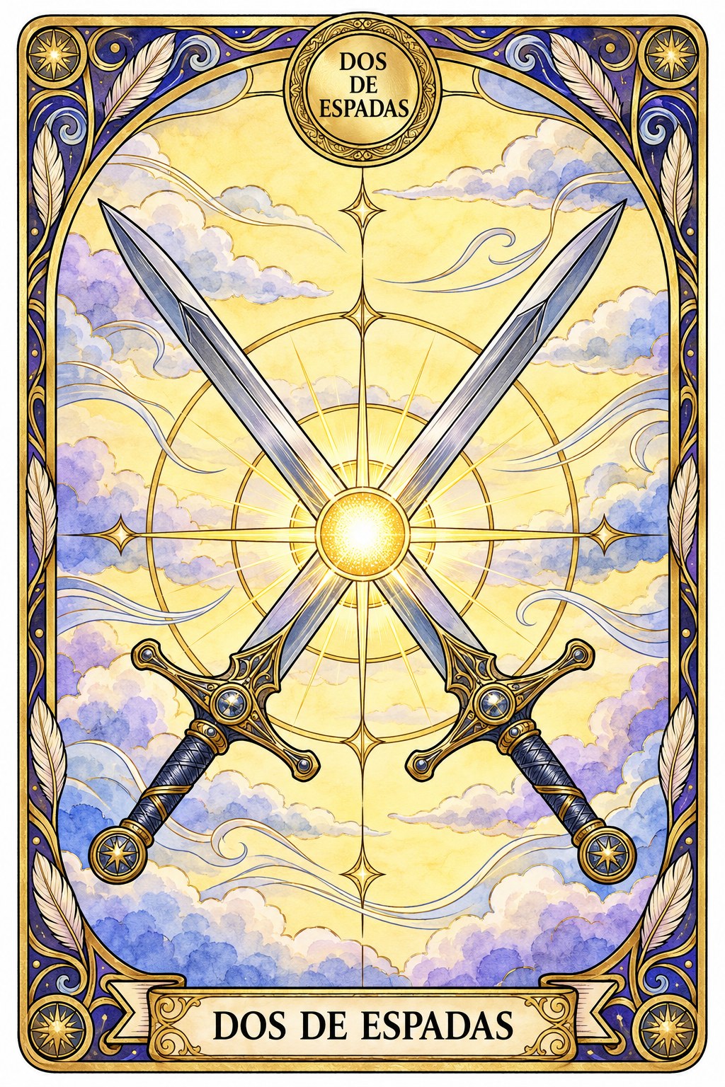Carta del Dos de Espadas en el tarot asociada a la paz interior