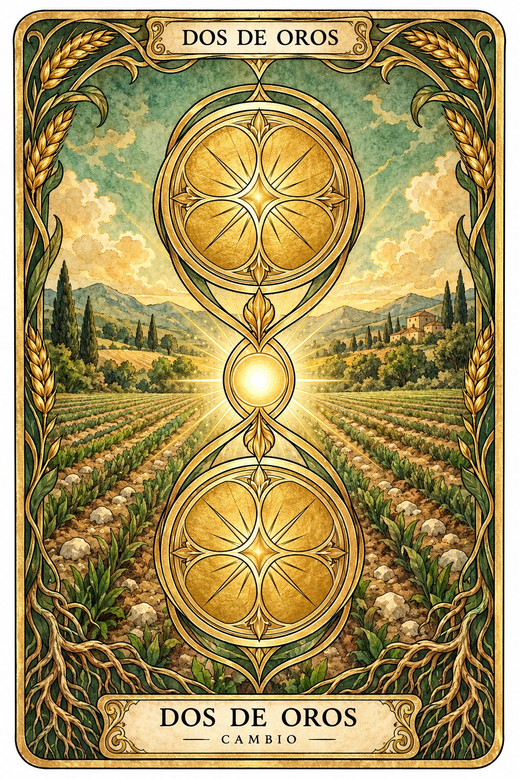 Carta del Dos de Oros en el tarot asociada al cambio