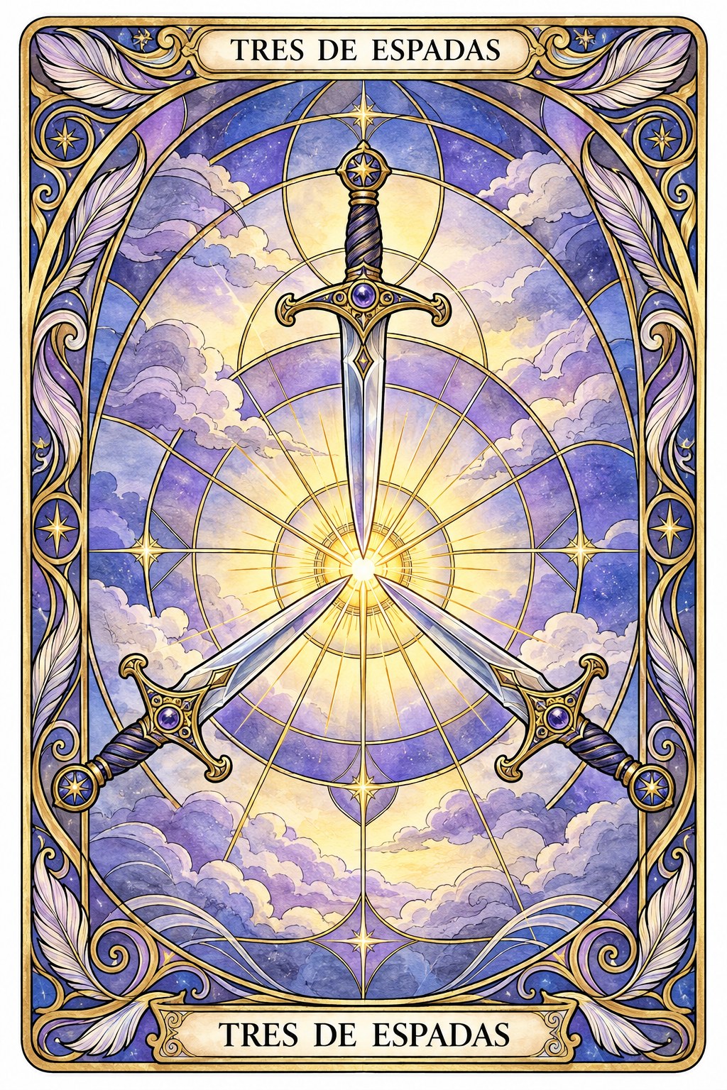 Carta del Tres de Espadas en el tarot asociada a la aflicción