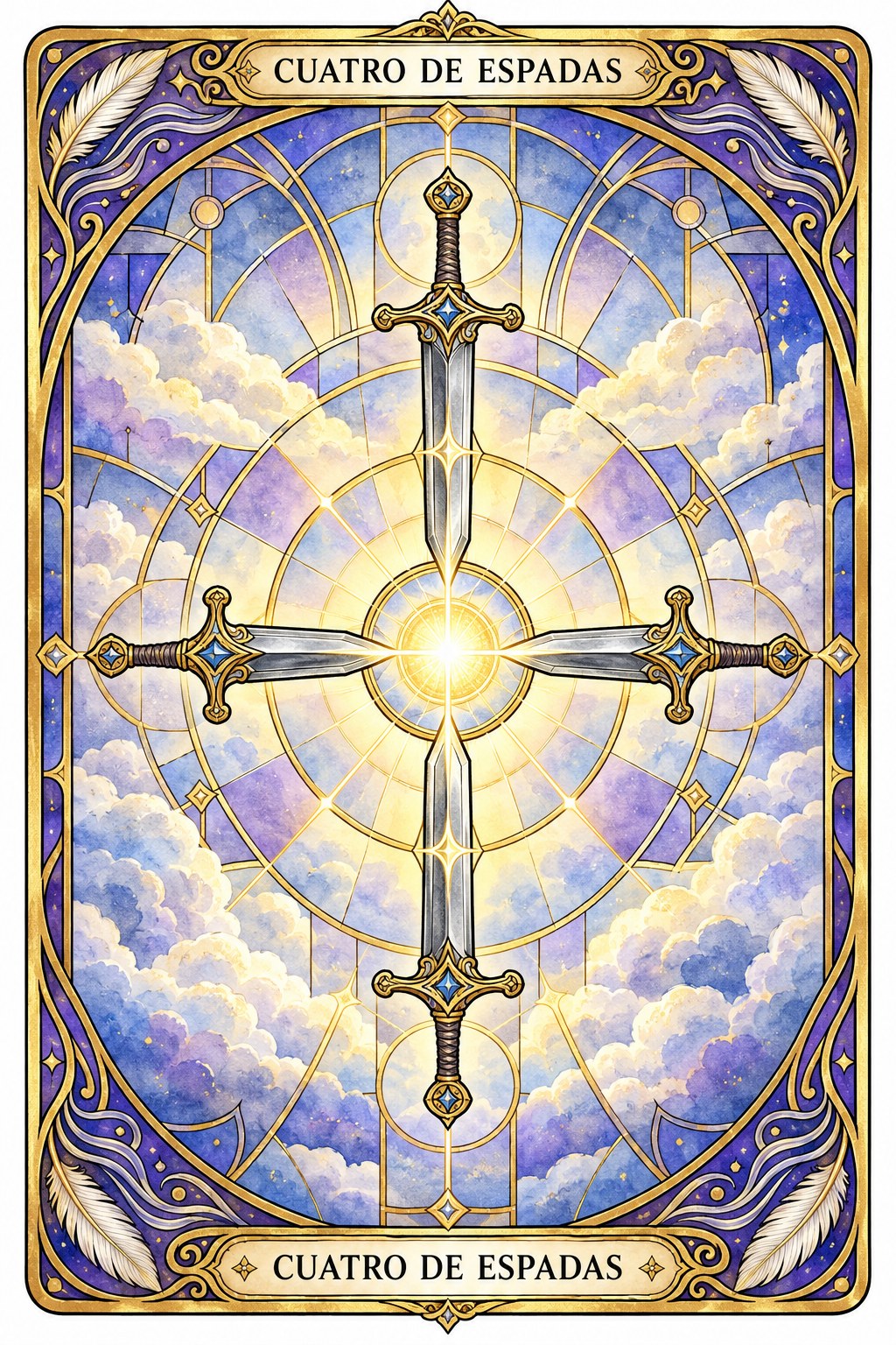 Carta del Cuatro de Espadas en el tarot asociada a la tregua