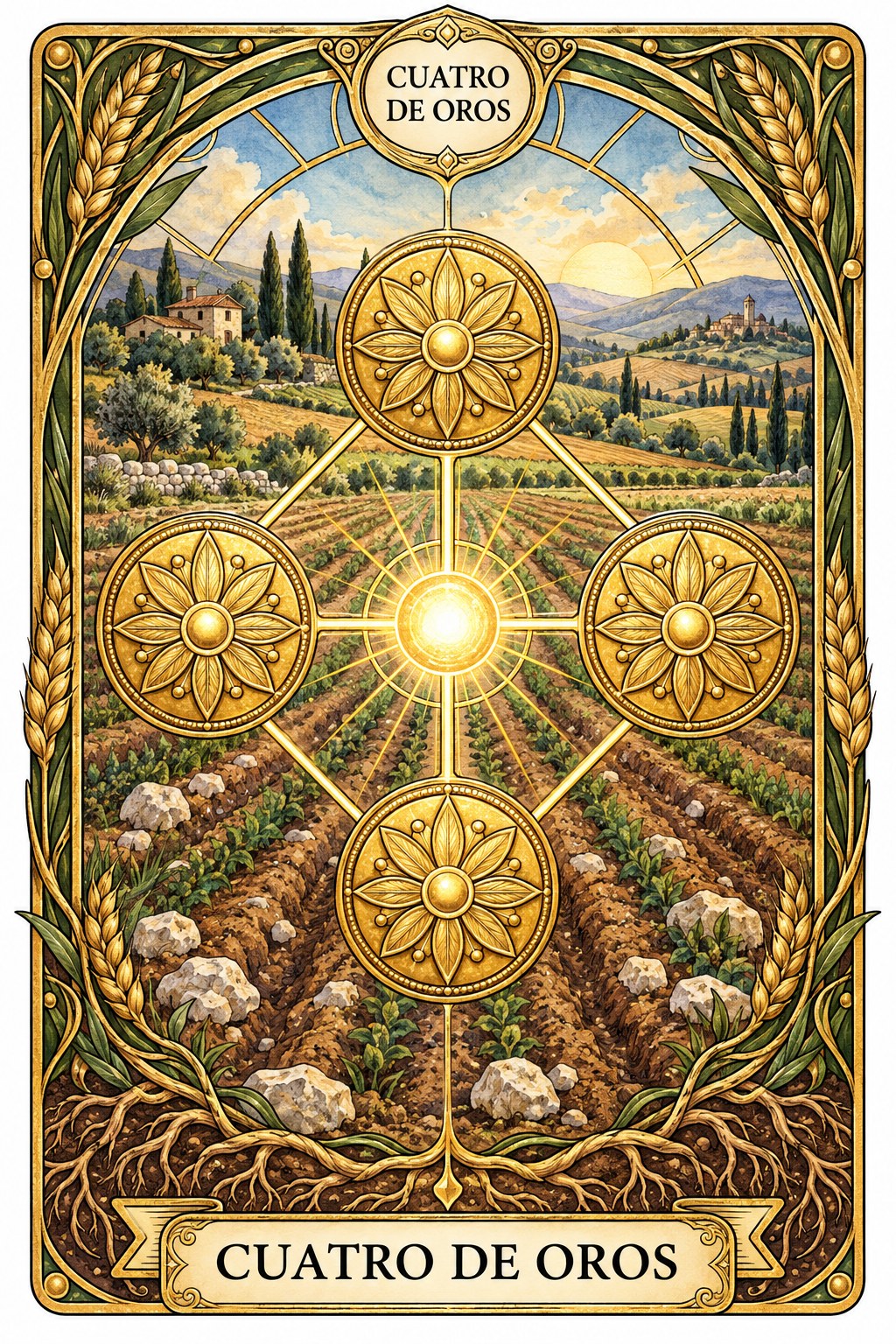 Carta del Cuatro de Oros en el tarot asociada al poder