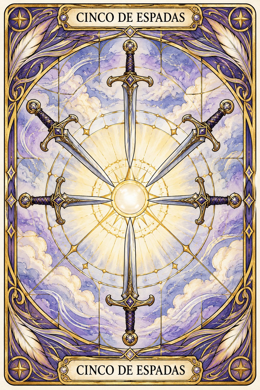 Carta del Cinco de Espadas en el tarot asociada a la derrota