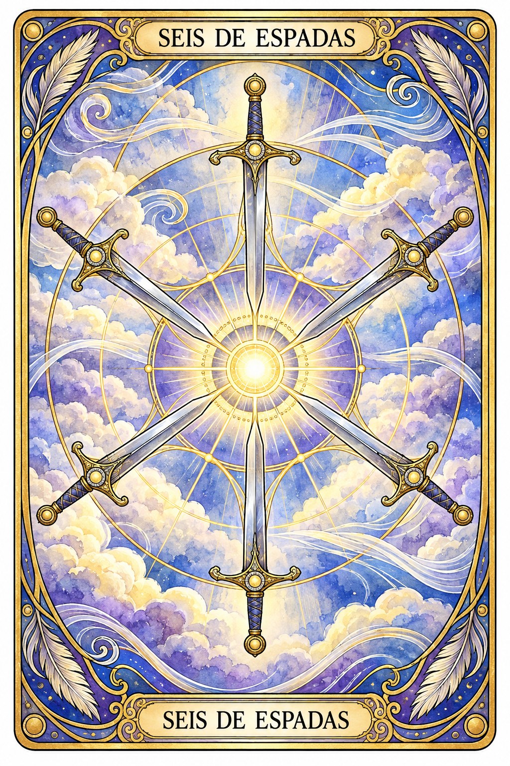 Carta del Seis de Espadas en el tarot asociada a la ciencia