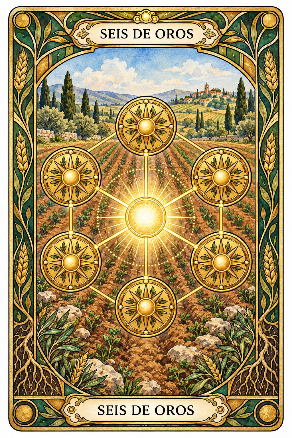 Carta del Seis de Oros en el tarot asociada al éxito