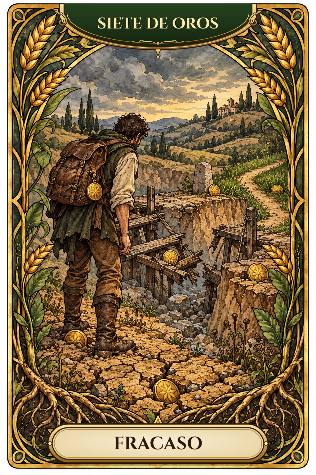 Carta del Siete de Oros en el tarot asociada al fracaso