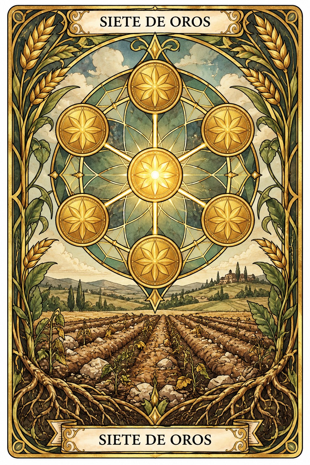 Carta del Siete de Oros en el tarot asociada al fracaso