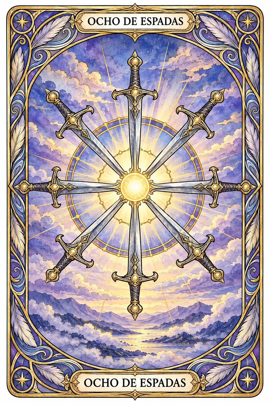 Carta del Ocho de Espadas en el tarot asociada a la interferencia