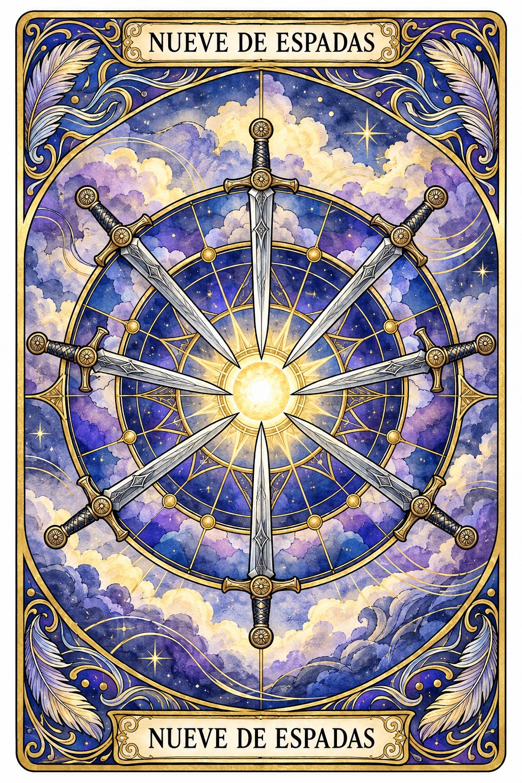 Carta del Nueve de Espadas en el tarot asociada a la crueldad
