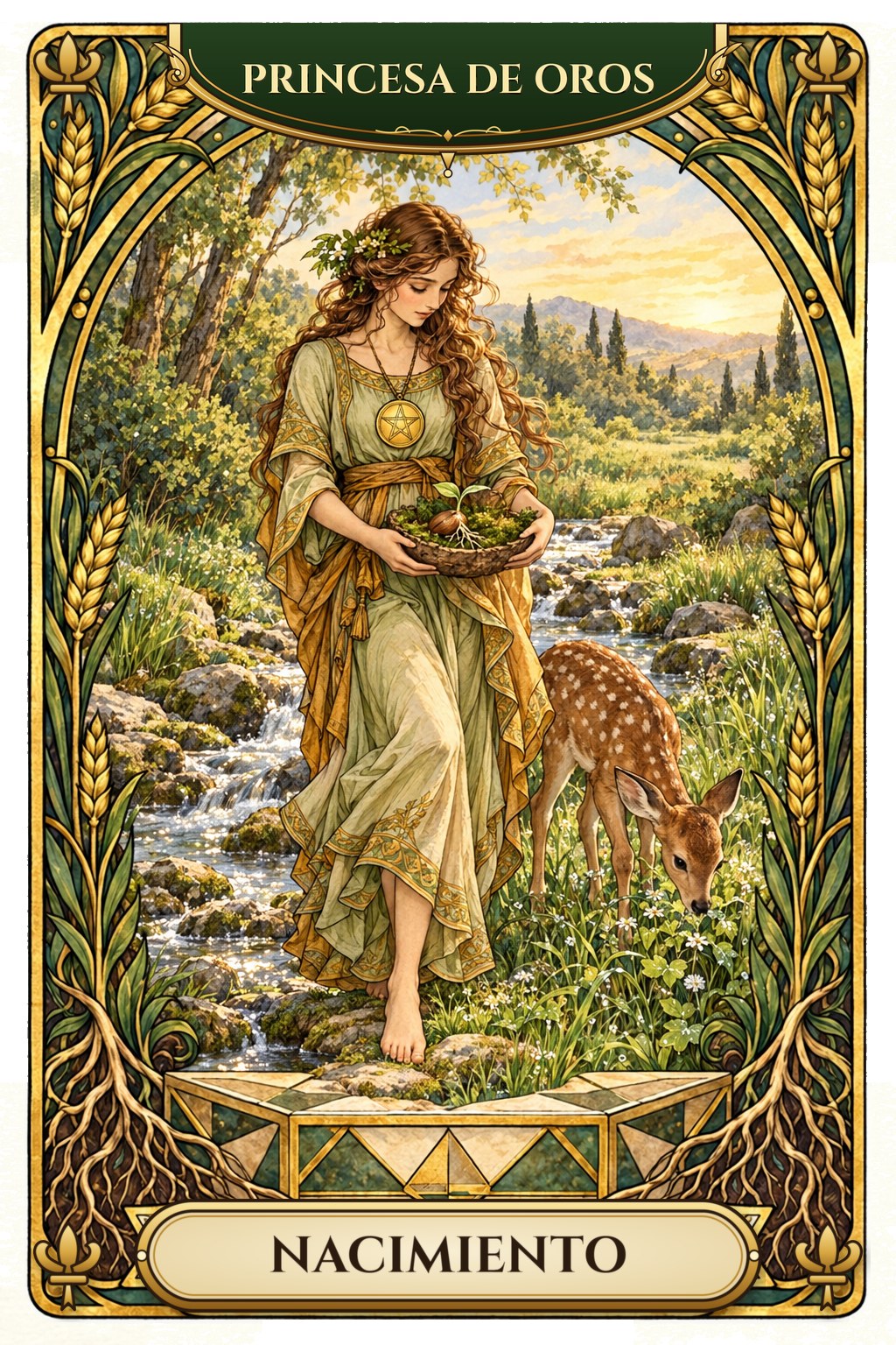 Carta de la Princesa de Oros en el tarot asociada a la revitalización