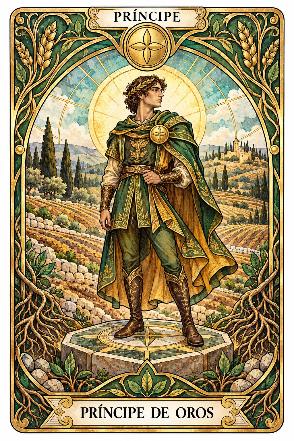 Carta del Príncipe de Oros en el tarot asociada a los asuntos materiales