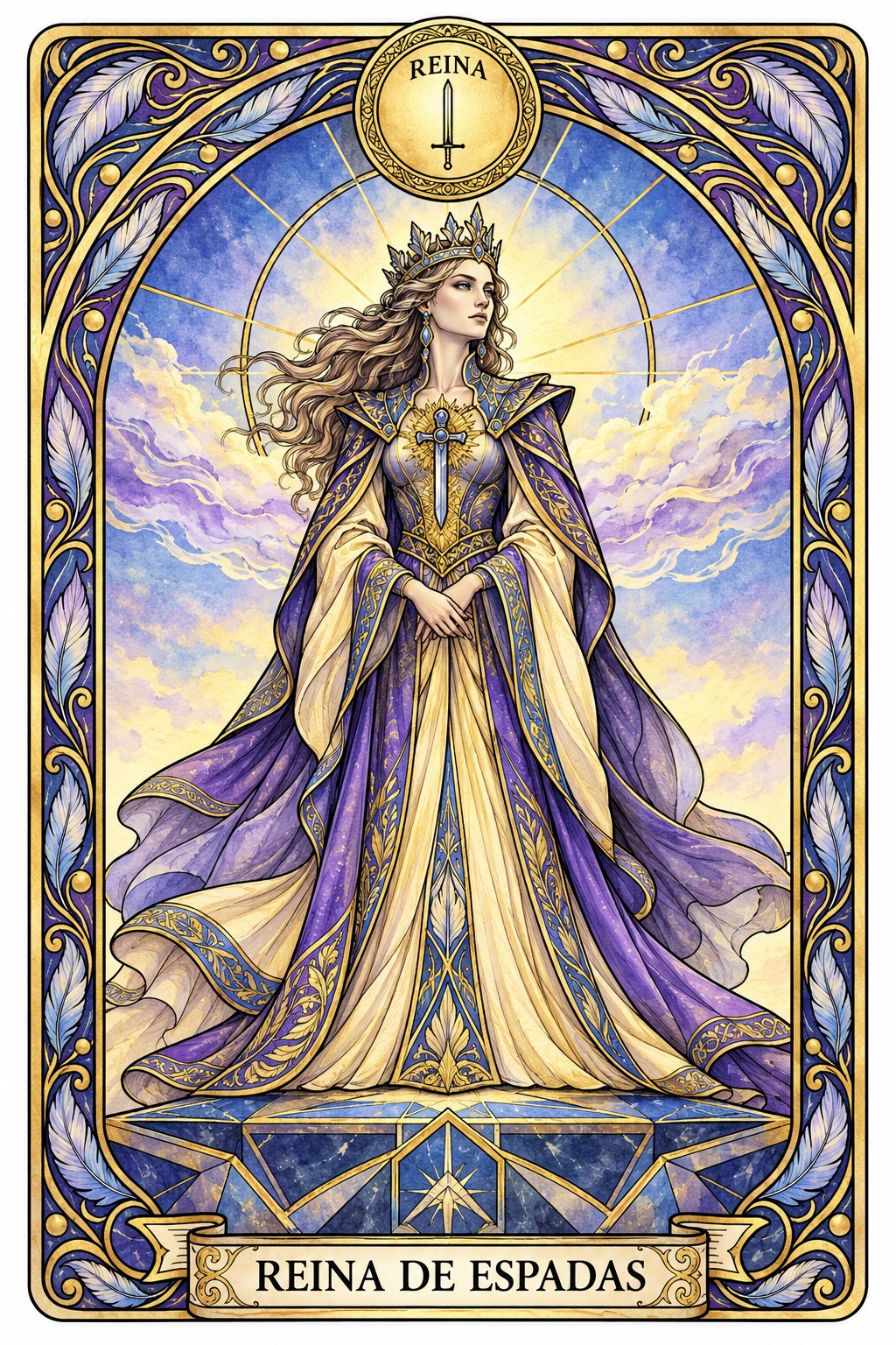 Carta de la Reina de Espadas en el tarot asociada a la lógica