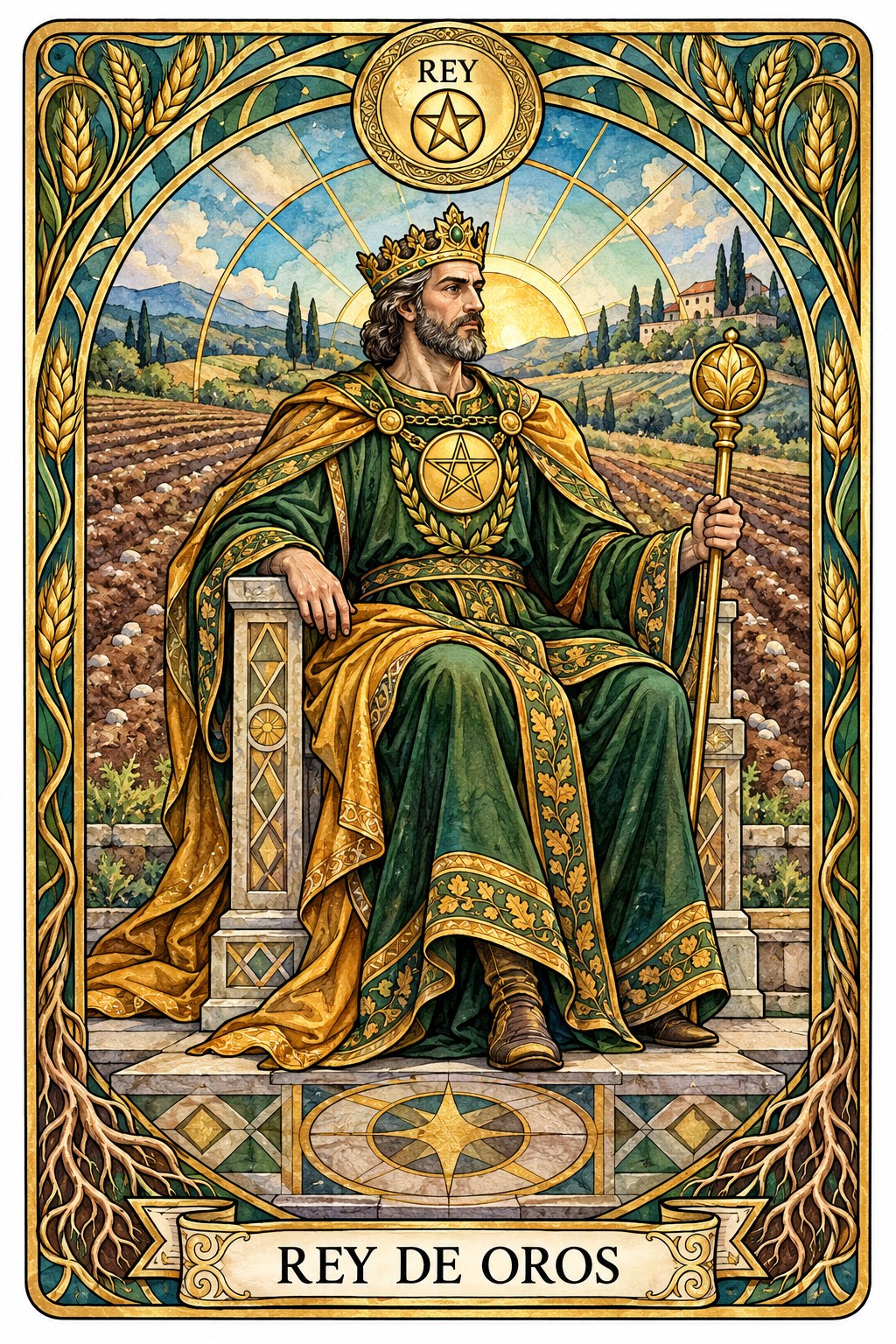 Carta del Rey de Oros en el tarot asociada al éxito material