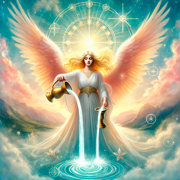 Ilustración del arcano de La Templanza en el tarot para visualización guiada