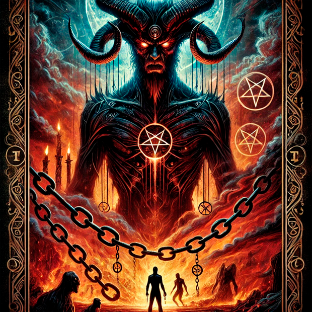 Ilustración del arcano de El Diablo en el tarot para visualización guiada
