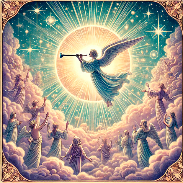 Ilustración del arcano de El Juicio en el tarot para visualización guiada