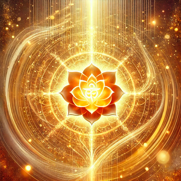 Representación del chakra del plexo solar Manipura y frecuencia de 528 Hz