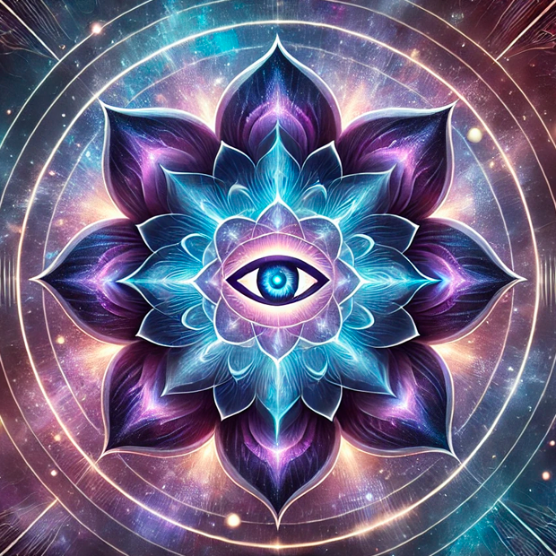 Representación del chakra del tercer ojo y su frecuencia de 852 Hz
