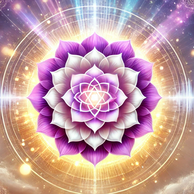 Representación del chakra de la corona y su resonancia en 963 Hz