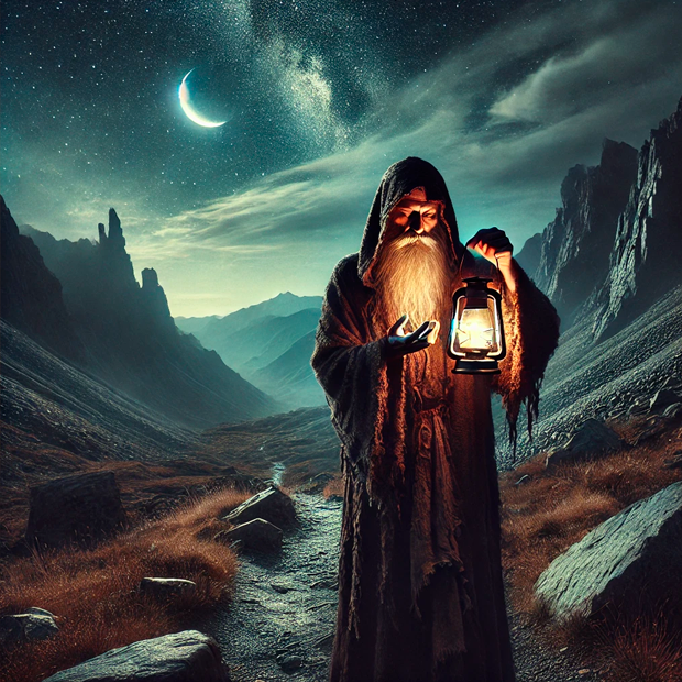 Ilustración del arcano de El Ermitaño en el tarot para visualización guiada