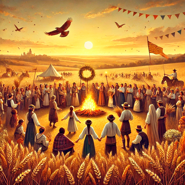 Celebración de la primera cosecha en el festival tradicional de Lughnasadh