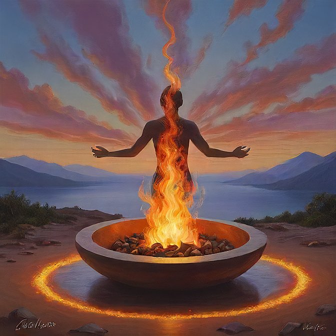 Ejercicio de visualización meditativa enfocado en el elemento fuego