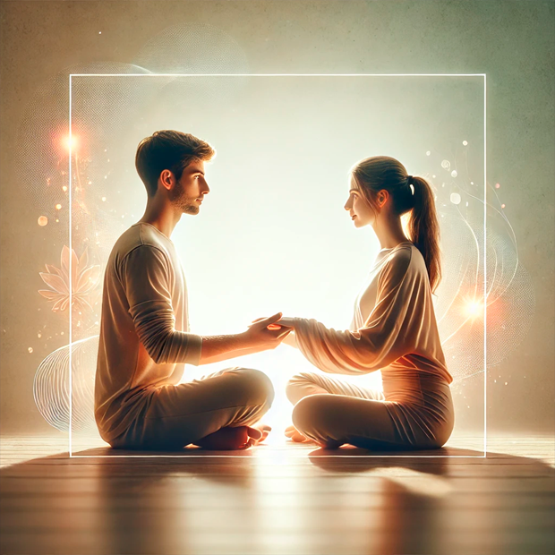 Práctica de yoga en pareja para expandir la conexión y confianza
