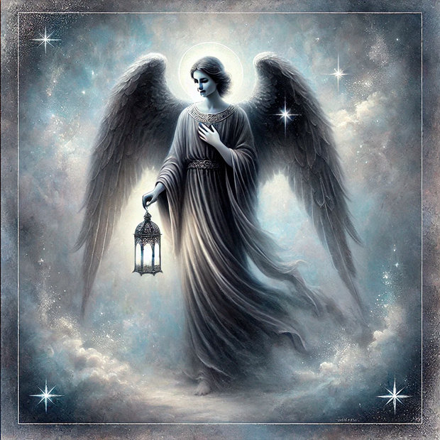 Representación del Arcángel Azrael en la esfera Da'at de la Kabaláh